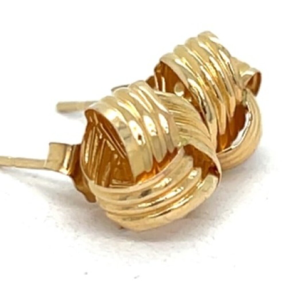 14K Knotted Yellow Gold Studs - Picture 3 of 4